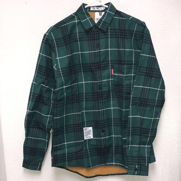 Puruilong 2XL Boy’s Teen’s Green Plaid Flannel NWT Yellow Fleece Lined Shirt - Picture 1 of 11